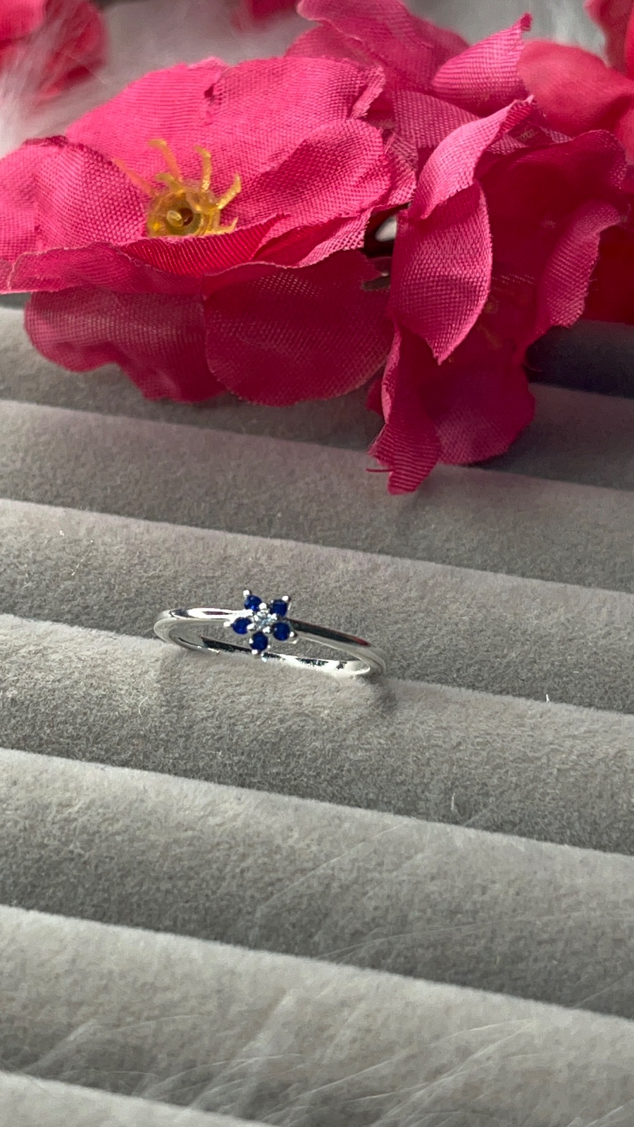 Anel flor azul