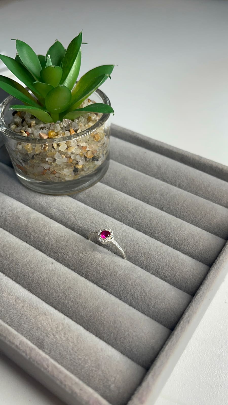 anel flor rosa delicada